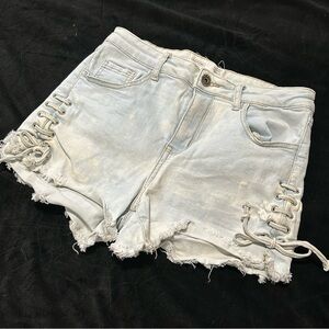 Lace Up Jean Shorts, Size 7